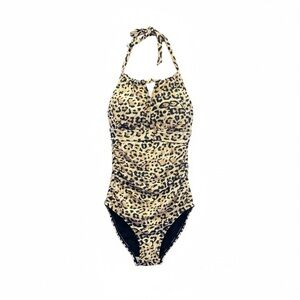 Smismivo Tummy Control Halter Cheetah Print Swimsuit Size M NWT Beach Vacation